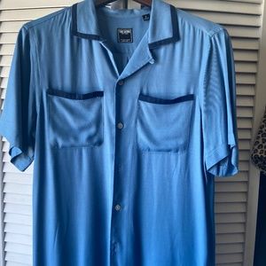 A blue button down